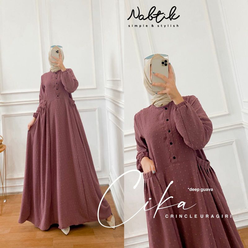 FX79KH [RESTOK] CIKA Dress Gamis Muslim Polos Original produk by NABTIK