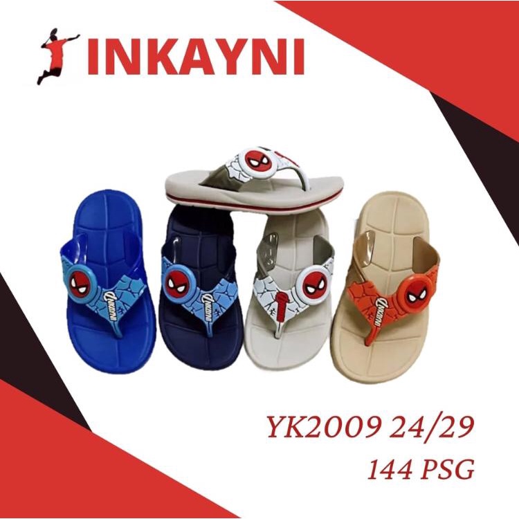 YK2009 Sandal Jepit Anak Laki Laki Motif Spiderman Merek Inkayni Size 24-29