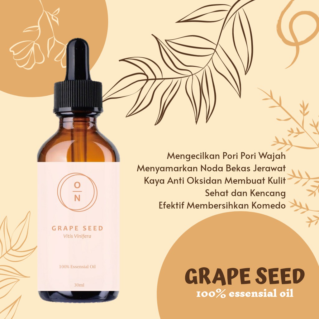 Pure Grapeseed Face Oil Minyak Wajah Biji Anggur Murni Alami 100% Cold Pressed