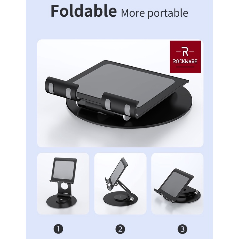 ROCKWARE RW-L08 - Aluminum Tablet Stand and Mobile Stand Bracket