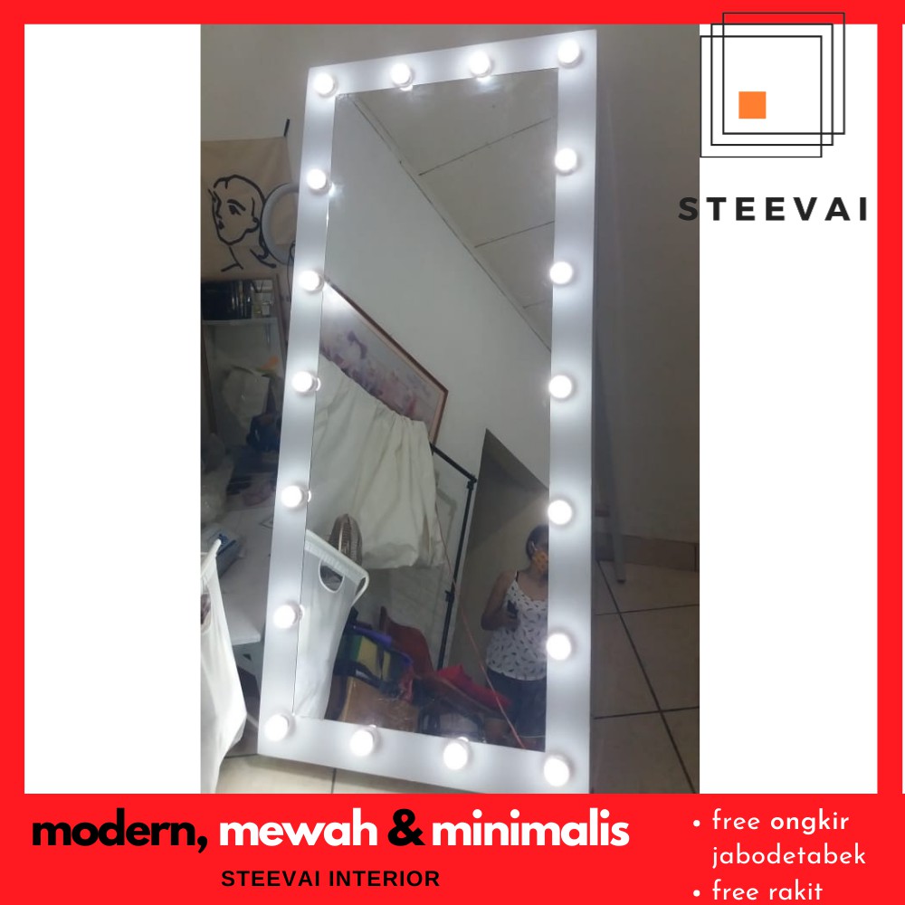 Steevai Full Body Vanity Mirror 80x180 Cermin Badan dengan Lampu LED