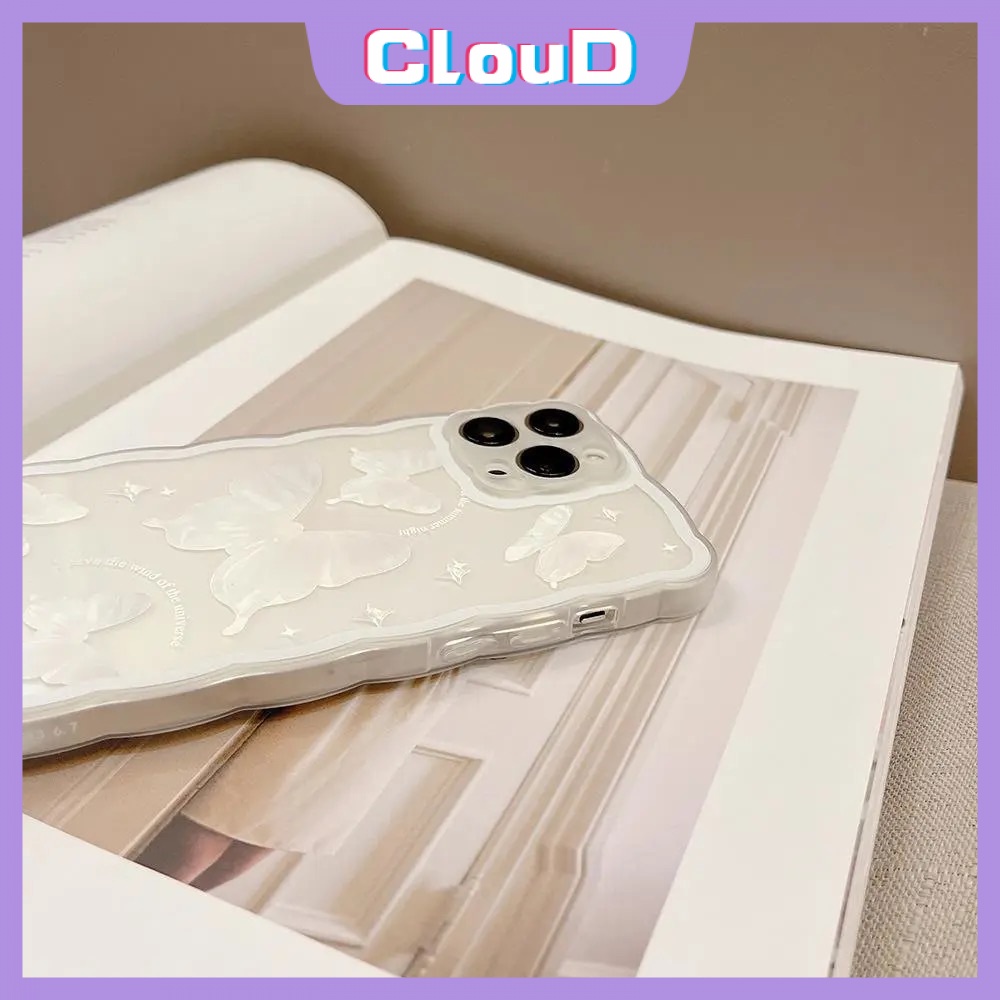 Butterfly Soft Case TPU Transparan Frame Gelombang Kupu-Kupu Untuk iPhone 11 Pro Max XR 12 13 Pro Max 7Plus 8Plus X XS Max 7 8 SE 2020 6 6S Plus