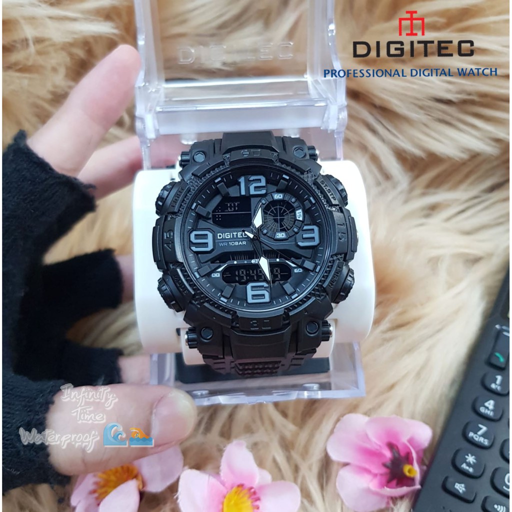 Jam Tangan Digitec DA2030T DG2030T 2030 Cowok Dualtime  Strap Rubber Kualitas Original Waterproof