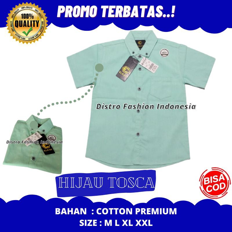 Hem Anak Cowok Hijau Tosca Pendek Polos