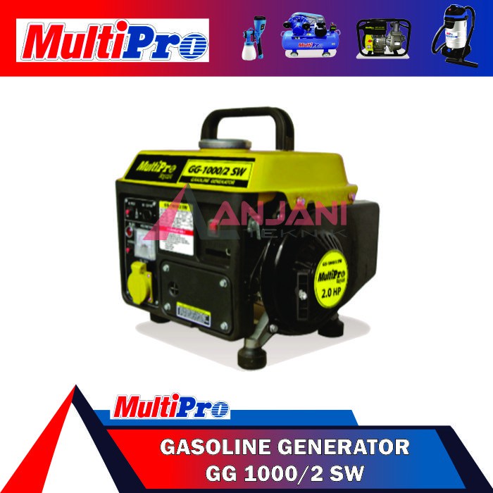 MESIN GENSET LISTRIK BENSIN 2 TAK 750 WATT MULTIPRO GG-1000/2SW GENERATOR SET 2TAK 750WATT GG1000