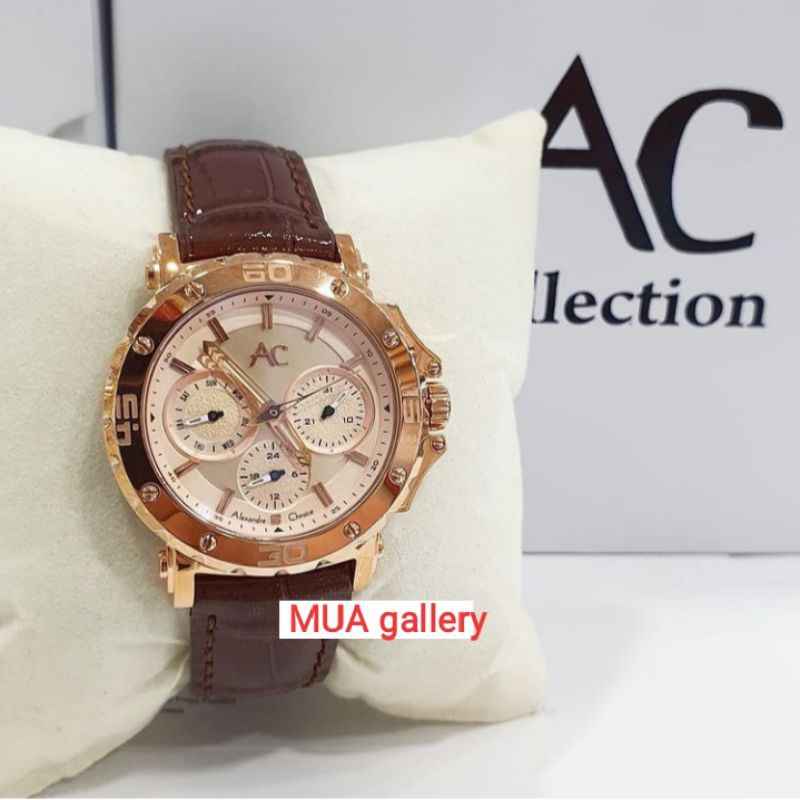 Alexandre Christie Collection AC 9205 strap kulit Jam tangan wanita