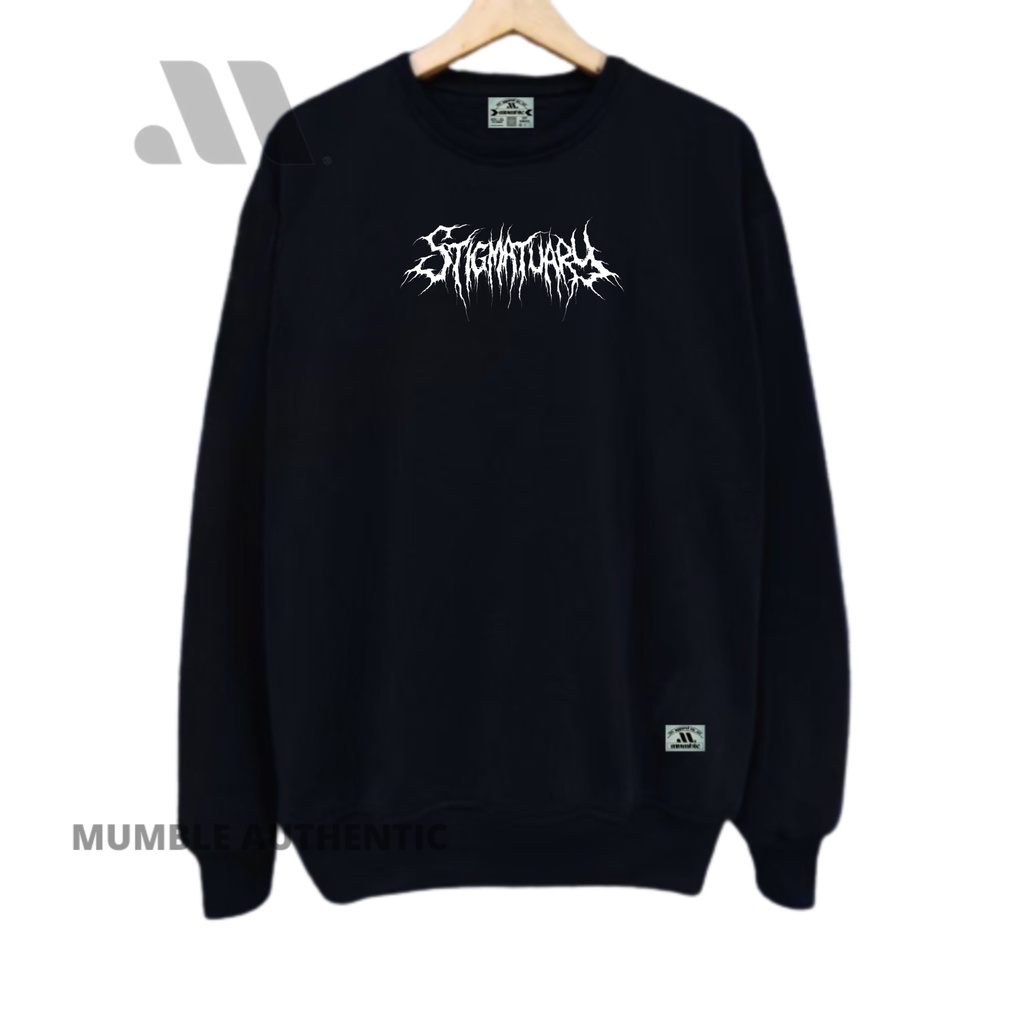 Mumble Suiter Crewneck Cowok Cewek Premium Distro Gaya Rock Metal Terbaru Kruneck Panjang Lengan Sweater Pria Warna Hitam