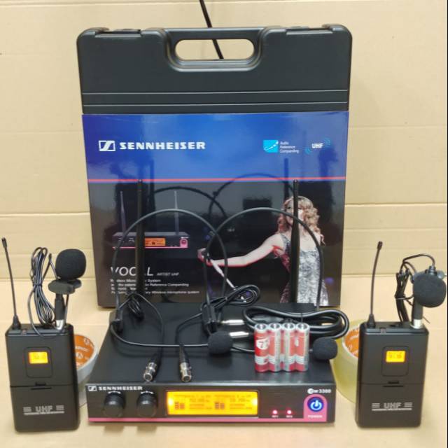Mic Wireless Sennheiser EW-3300 mic 2bh Clip on + 2bh Headset + Koper/box plastik