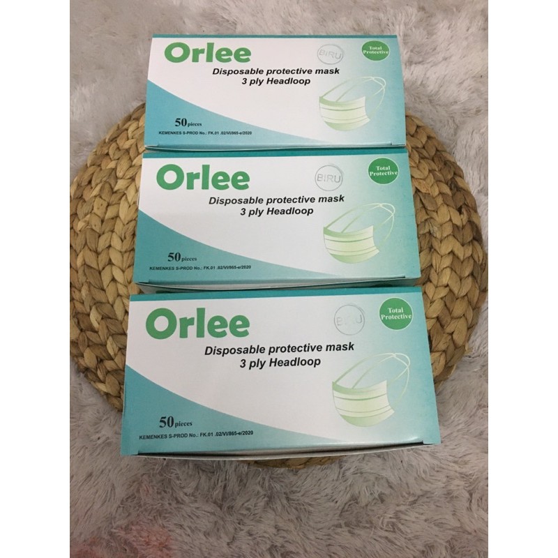 Masker Hijab ORLEE 3 ply masker Headloop medis disposable mask