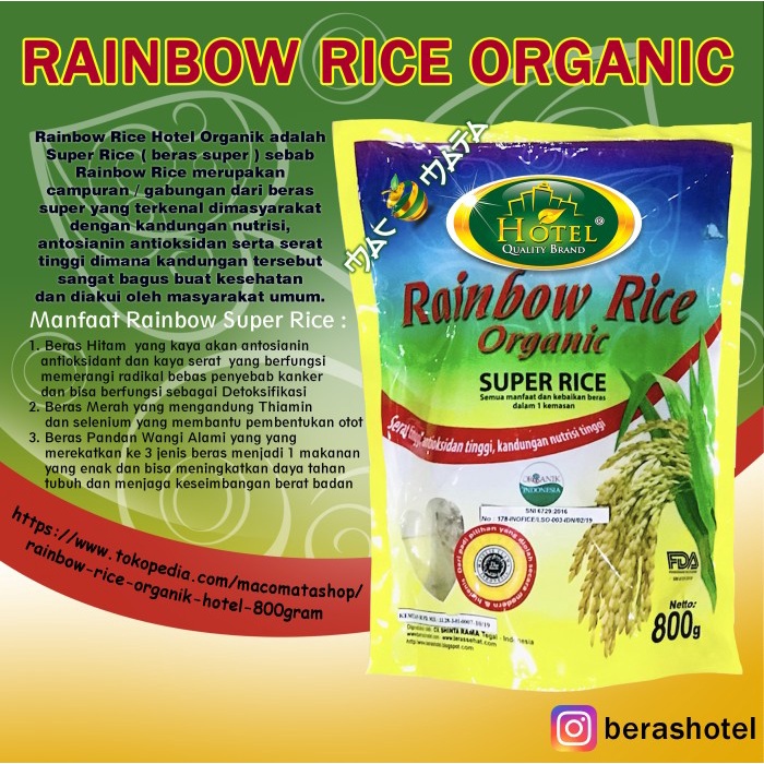 

bg20t01r Rainbow Rice Organik Hotel 800Gram Sv012Ss