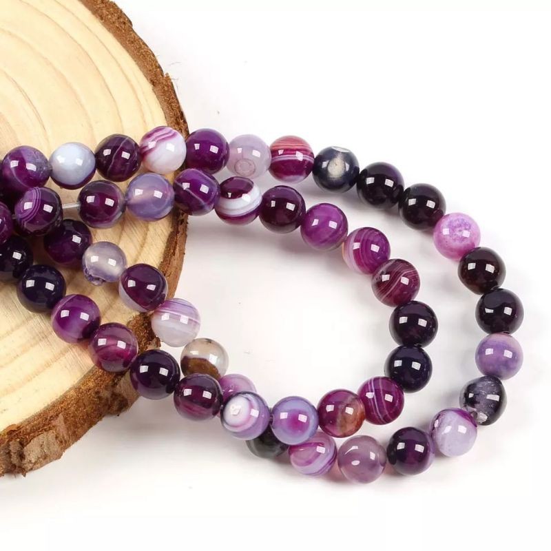 Bahan Gelang Batu Agate Ungu Stripe Amethyst Bahan Kerajinan DIY