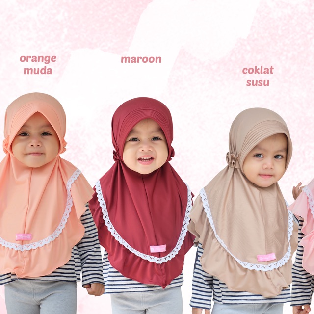 Ghayda Bergo Anak / bergo pad renda anak / kerudung renda / bergo jersey anak