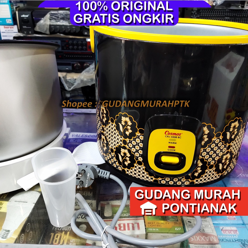 Ricecooker Cosmos 2.5Liter JUMBO HITAM KUNING CRJ 5508 BC 2,5 L Liter  penanak nasi magicom