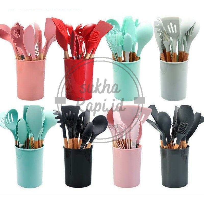 (SKR) Silicone Utensil Set 13pcs Spatula Silicone