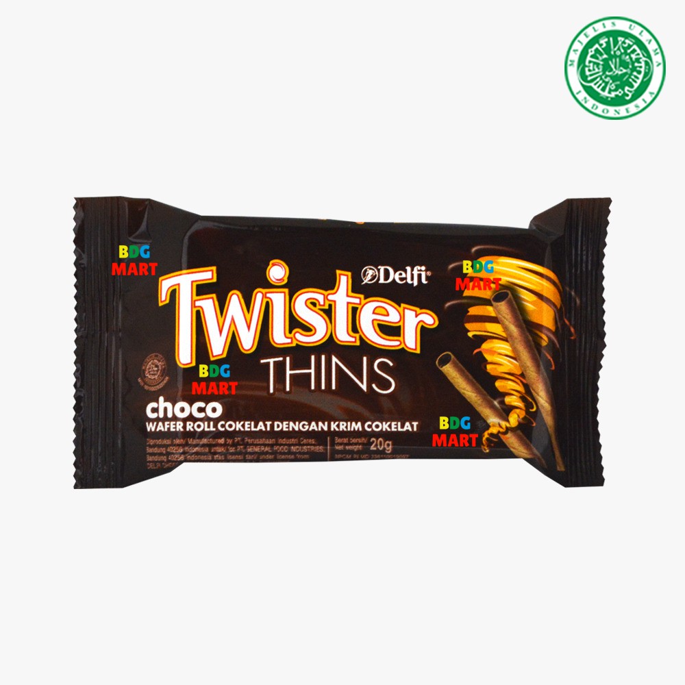 

Delfi Twister Thins Chocolate Wafer Roll Cokelat Dengan Krim Coklat Halal MUI - 20gr