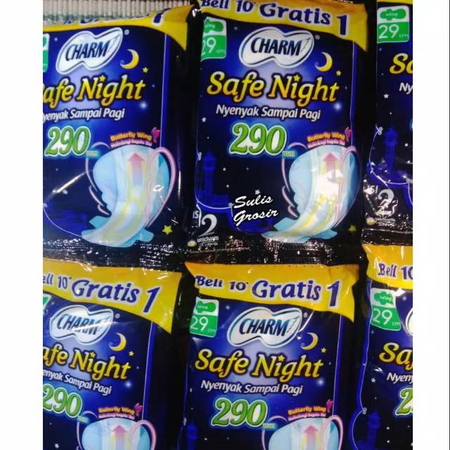 Softex Pembalut Charm Safe Night Wing 29Cm isi 10 Pcs 1 Softex Pembalut Charm Safe Night Wing 29Cm isi 10 Pcs 1