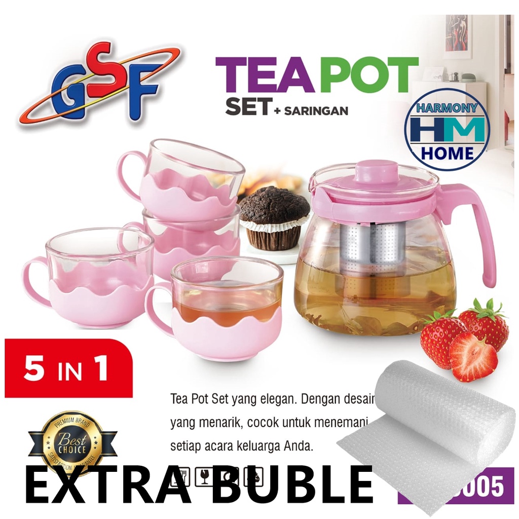 TEAPOT SET SARING/teko teh saring set 5in1 GSF G-33005