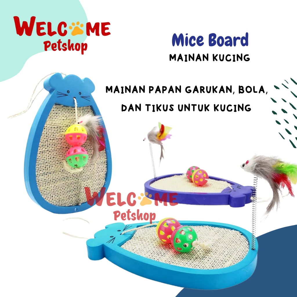 Mice Board Mainan Garukan Papan Kucing Kuku Gantung Bola Tikus Cat Toy