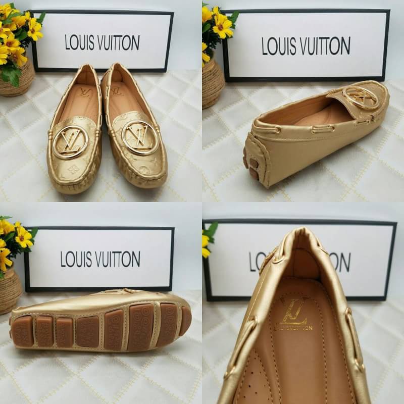 FLAT SHOES LV SEMIPREMIUM (GOLD/BLACK/TAN)