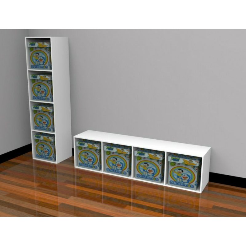 Rak buku susun 4 tingkat rak mainan anak Rak dokumen kantor serbaguna box mainan kabinet laundry