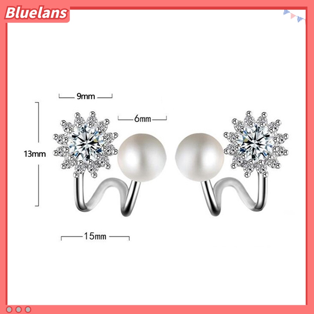 1 Pasang Anting Klip Bentuk Bunga Matahari Bahan Cubic Zirconia Untuk Perhiasan