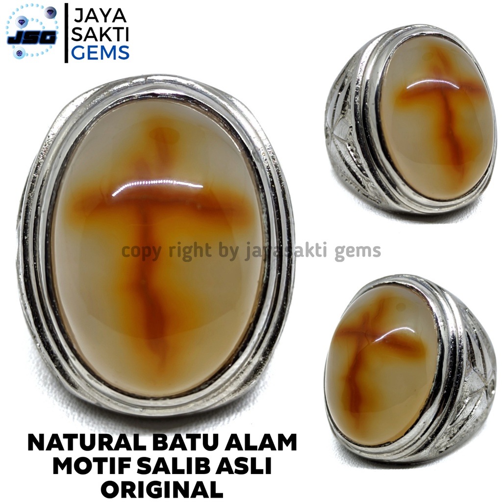 Natural Batu Alam Motif Salib Asli Original AGC01