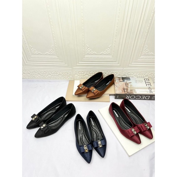 sepatu flat shoes wanita terbaru kekinian pesta LOUISDEAR flat bahan satin