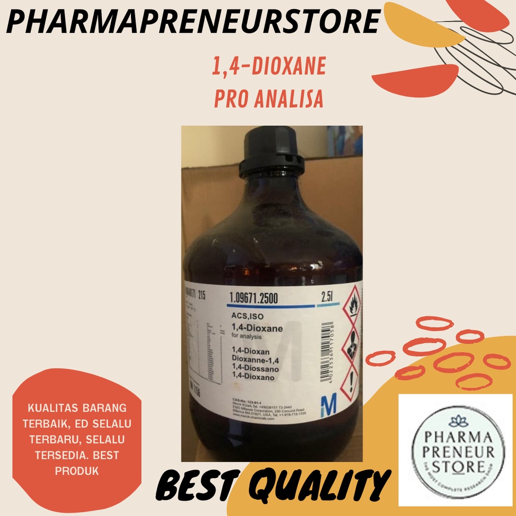 1,4-DIOXANE PRO ANALISA 50 ML DAN 100 ML KEMASAN MERCK BEST QUALITY