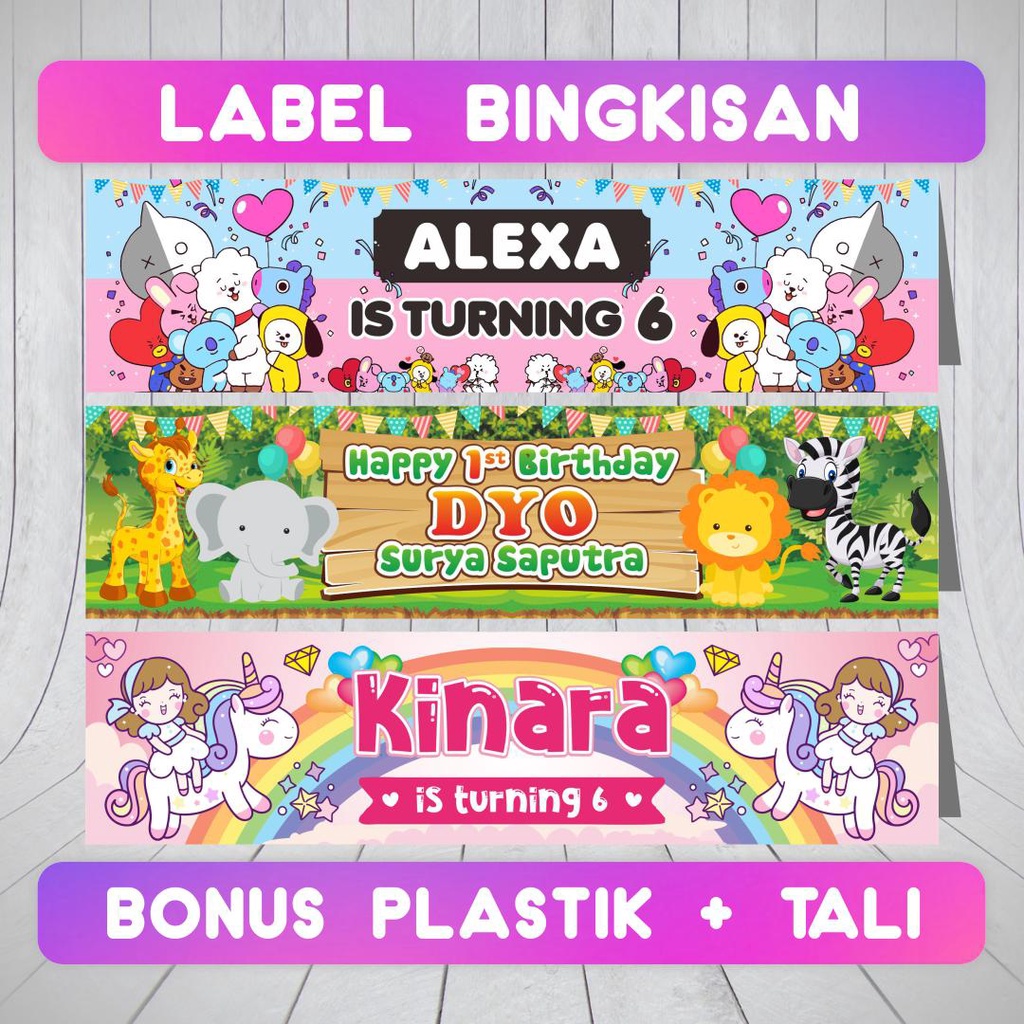 

Label Bingkisan Ulang Tahun Custom Ramadhan Baksos