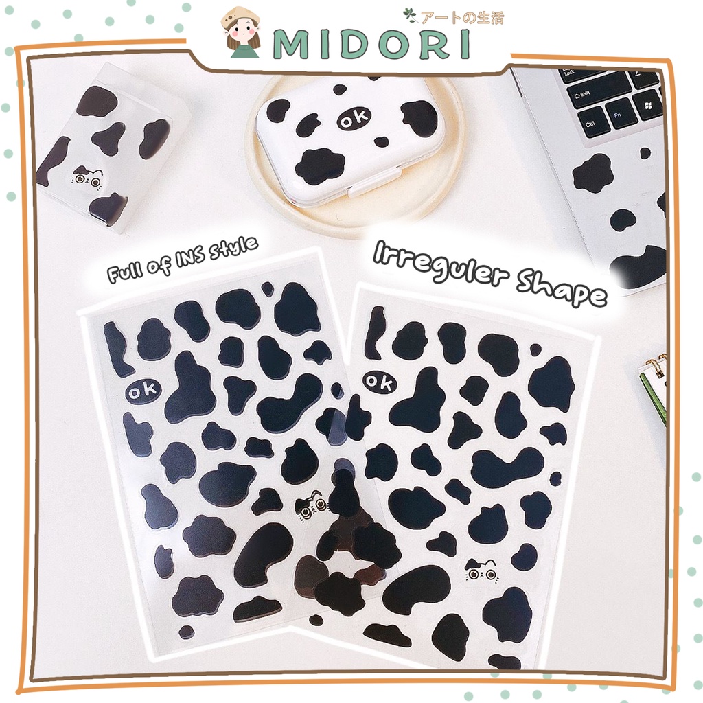 

[MIDORI] 1Pcs IRREGULER COW PATTERN PET Sticker Sapi Deco DIY Planner BUJO Deco Stiker Hias - B0353