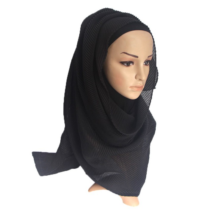 Pleated Hijab MS38 Jilbab Plisket Pashmina Muslim / Shawl Katun Modis Cutton Crinkle Scarf