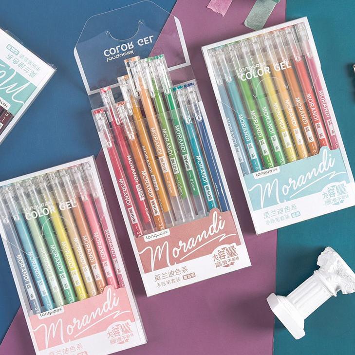 

Model Baru Bolpen pen pulpen warna pastel tinta gel / Morandi Real Colors Gel Pen Set 9pc