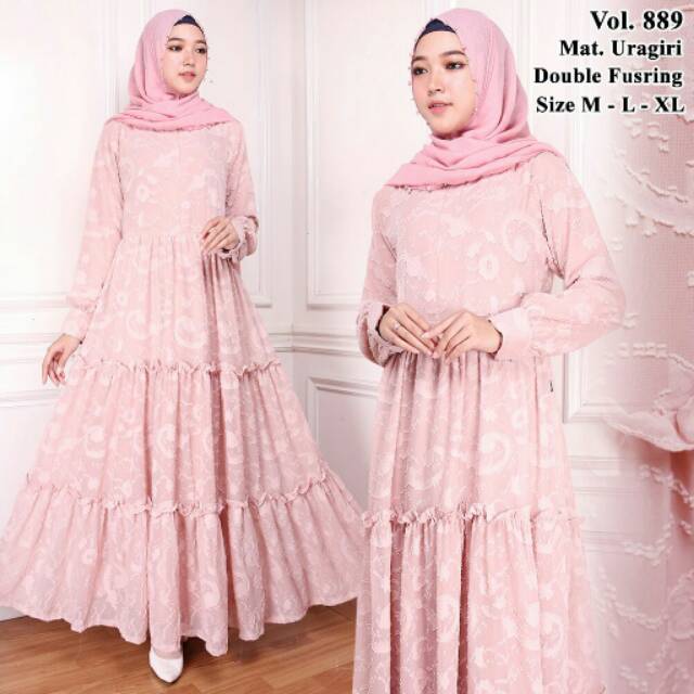 Gamis pesta dewasa pink dusty
