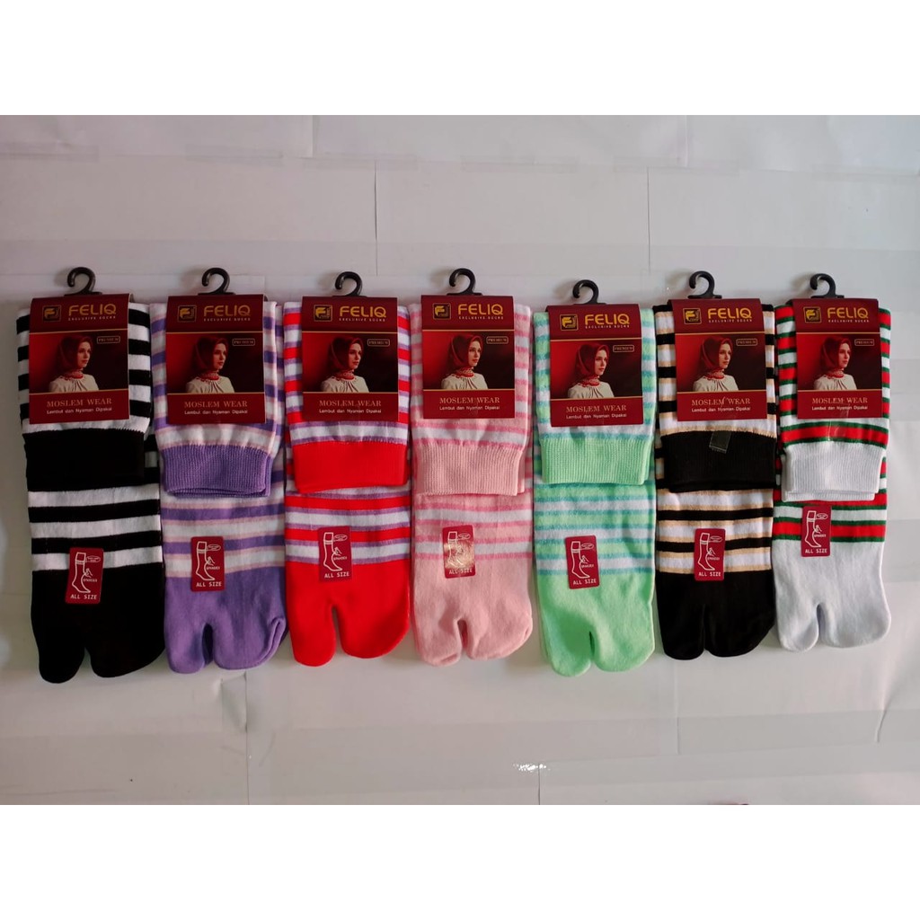 KAOS KAKI JEMPOL GARIS SALUR FELIQ UNISEX DEWASA PRIA WANITA