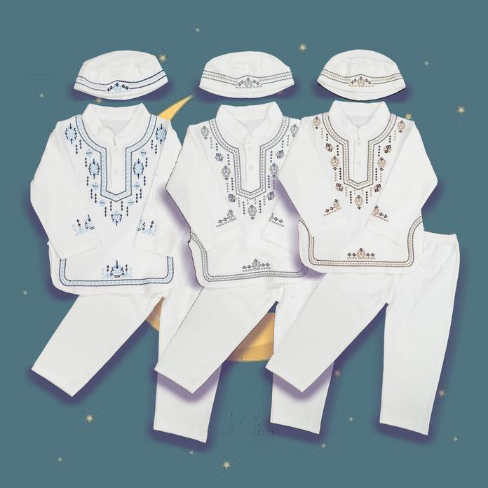 Baju koko / lebaran / muslim anak bayi laki-laki / cowo - 12-18 Bulan, Biru KAD6
