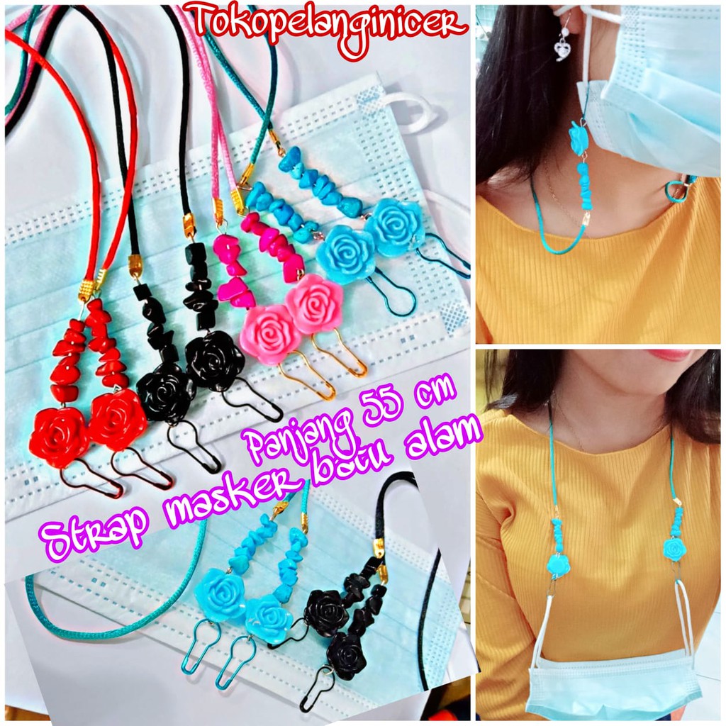 STRAP MASKER BUNGA Tali masker batu alam kalung Rantai masker Batu Alam Strap Mask Konektor Masker