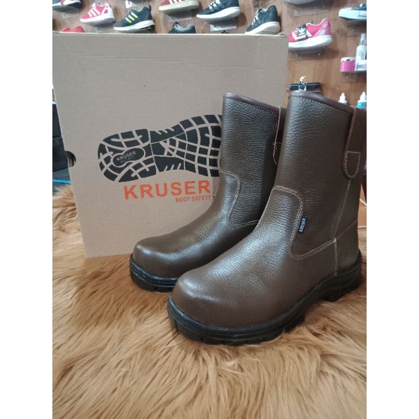 sepatu safety kruser kulit asli/ sepatu safety kruser coklat/ sepatu proyek/ sepatu kulit/ sepatu bo