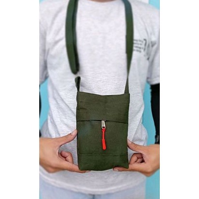 Tas Sling Bag Tas pocket mini Tas Selempang Kanvas Army