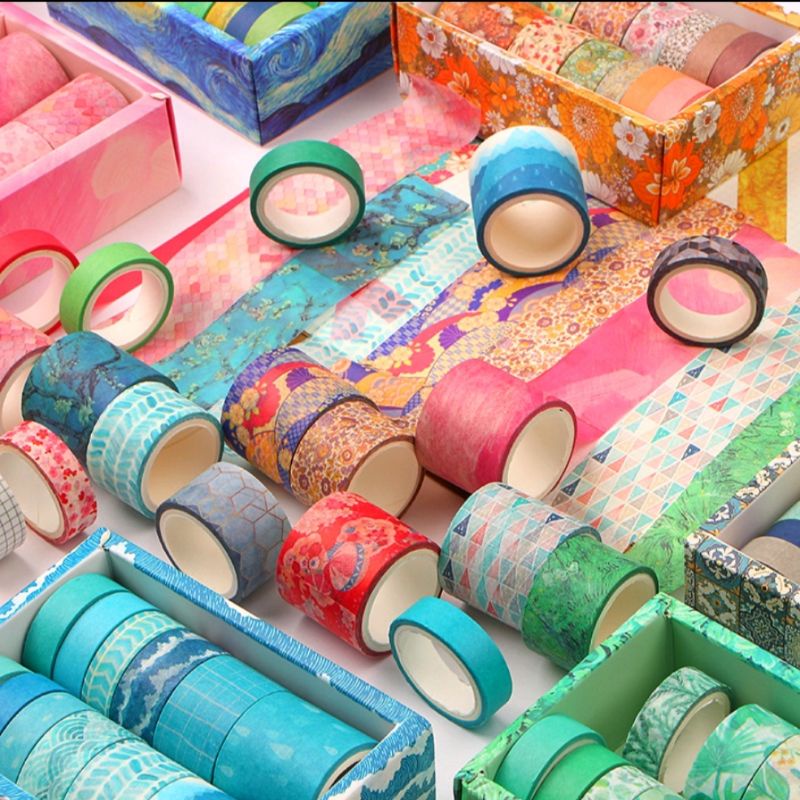 12 roll /set Kertas washi tape stiker scrapbook journal vintage retro paper tape