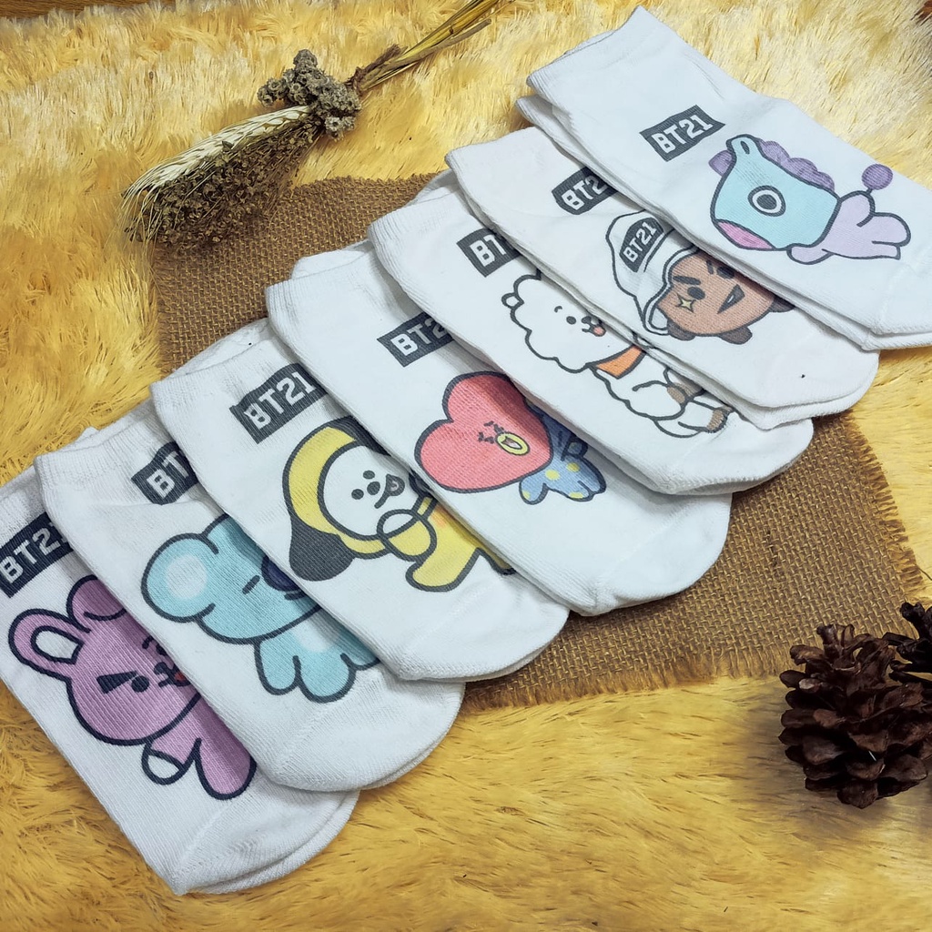 Kaos Kaki Pendek/BT21 Ankle Low socks motif BT21 KAOSKAKI BT21 MURAH KAOSKAKI BTS MALANG-1