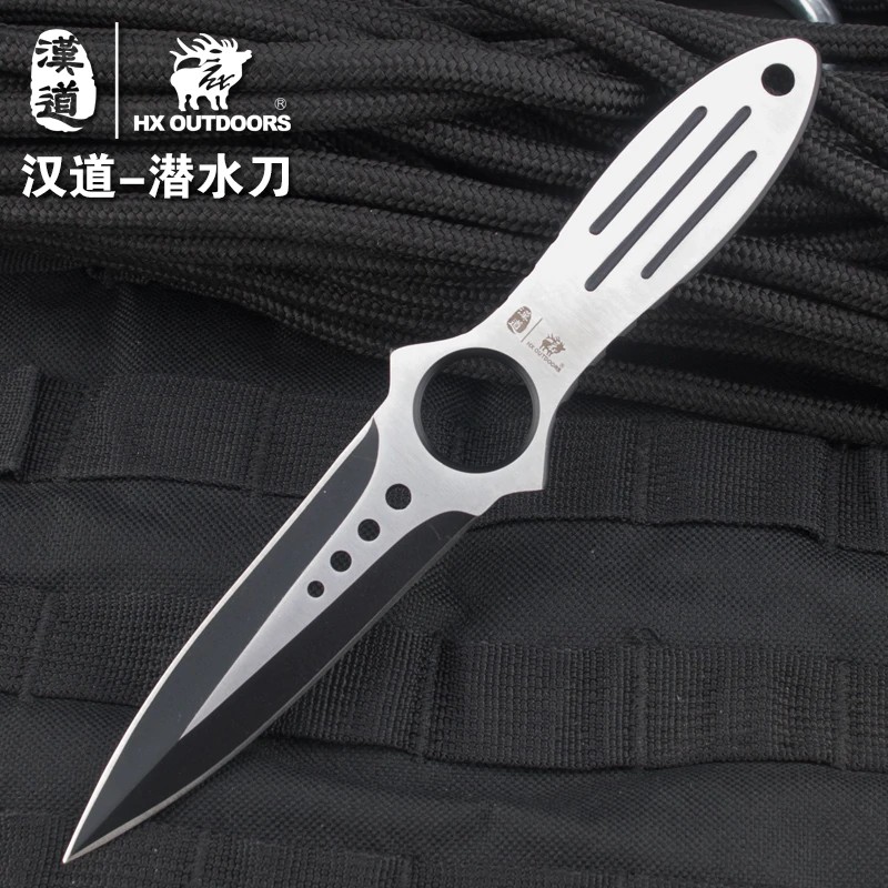 HX OUTDOORS Professional Diving Knife 58HRC Fixed Blade Straight Knives Camping Hunting Survival