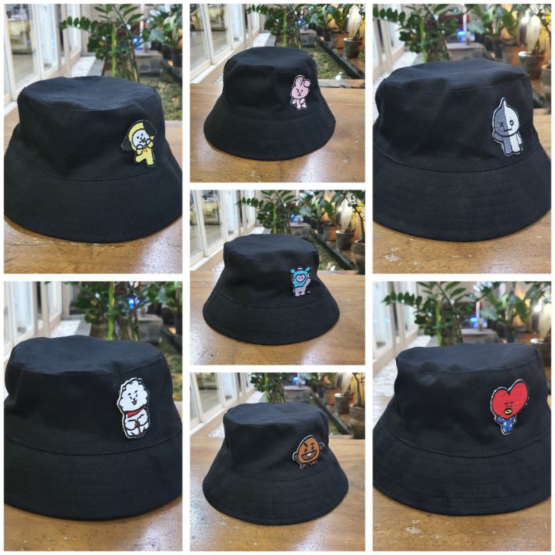 TOPI NELAYAN BUCKET HAT KARAKTER BTS KOREA JIN JIMIN JUNGKOOK V SUGA JHOPE