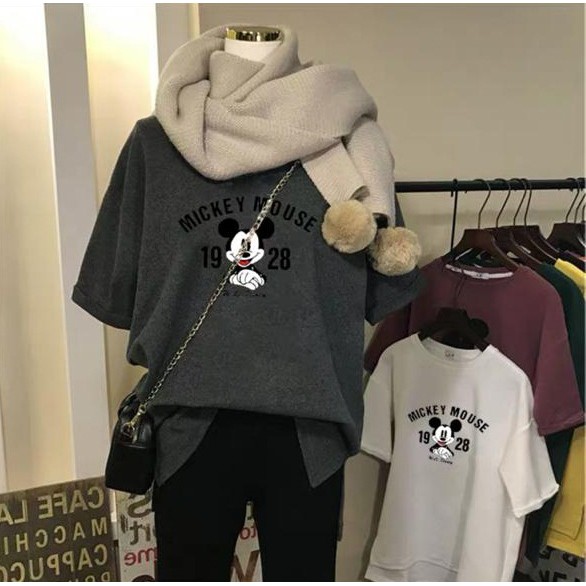 Oversize Tee Tshirt Model Longgar Untuk Wanita Motif Mickey 1928