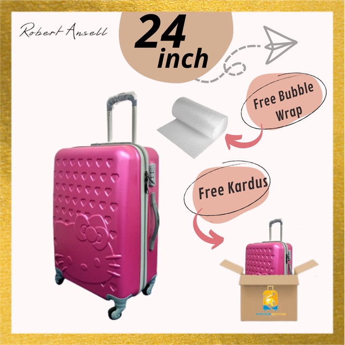 Koper Murah Hello Kitty 24 inch Robert Ansell Tipe 2021 - Koper Wanita - Pink Fanta