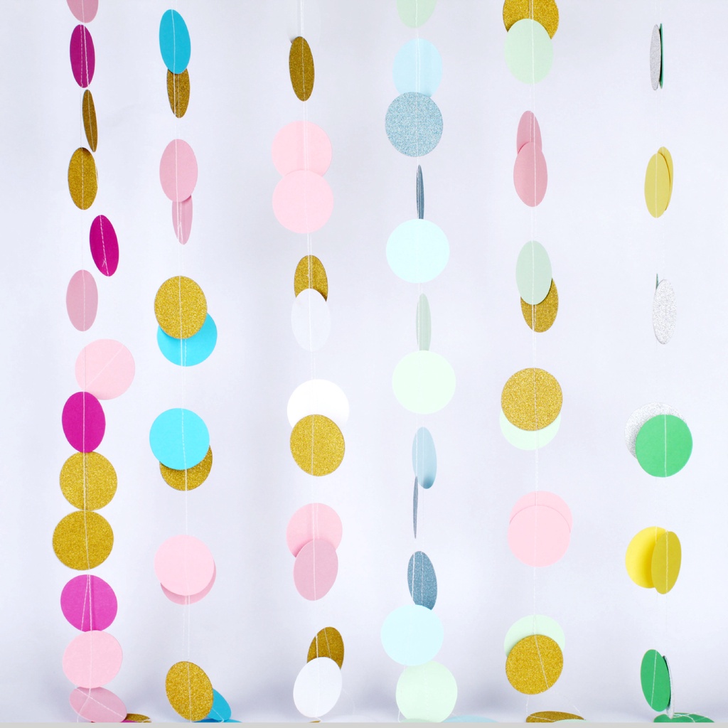 [ Glitter Circle Polka Dots Garland Banner Decoration For Christmas Festival Birthday Wedding Party ]