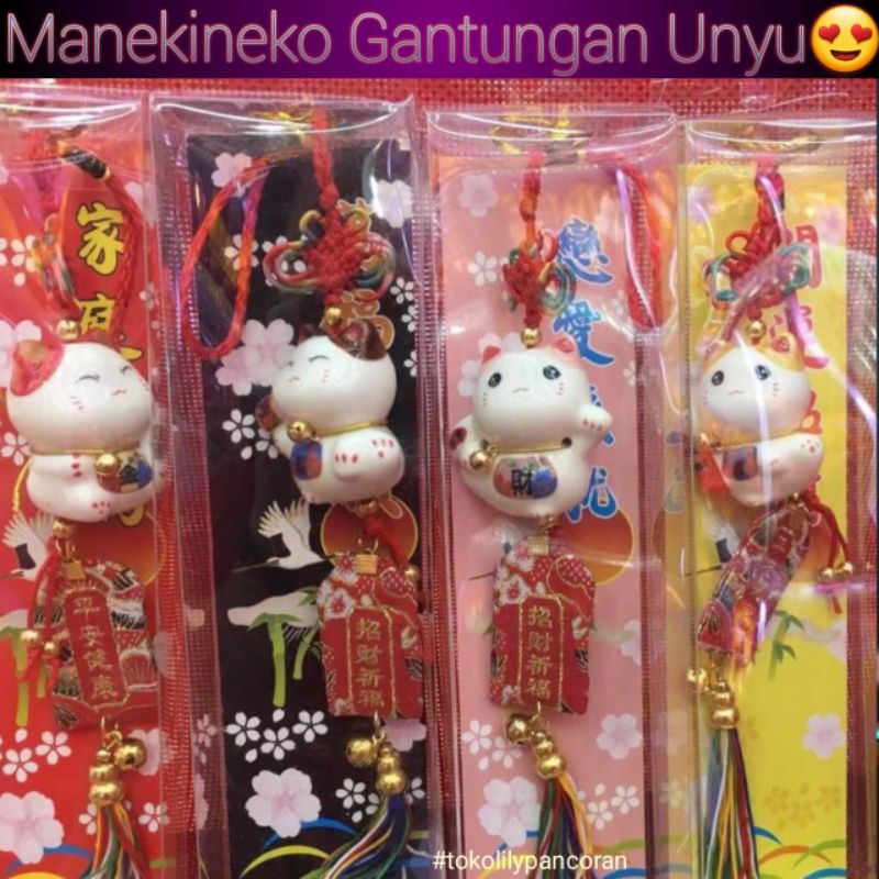 Gantungan Manekineko Lucky Cat Kucing Hoki Keramik Imut