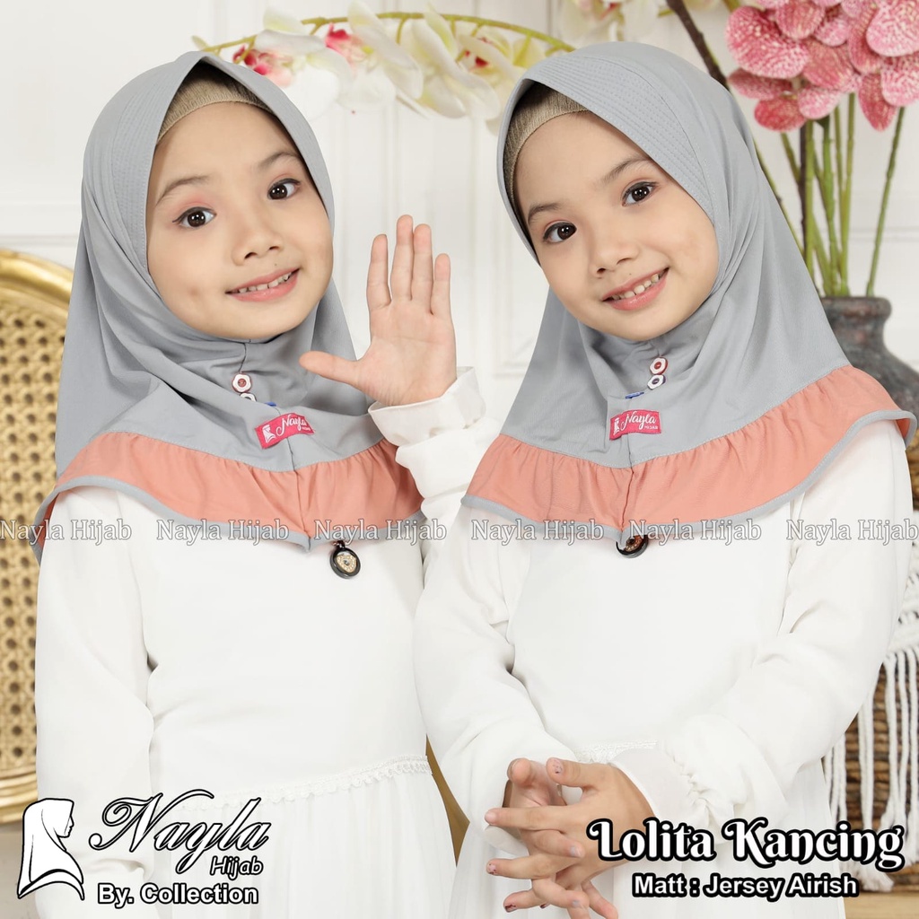 Kerudung Anak Instan Model LOLITA KANCING Jersey Airis Hijab Anak Jersey Original Nayla Hija'b