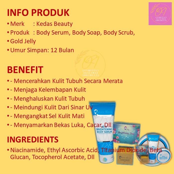 BODY SERUM KEDAS BEAUTY Pemutih Pencerah Wajah &amp; Badan BPOM Halal