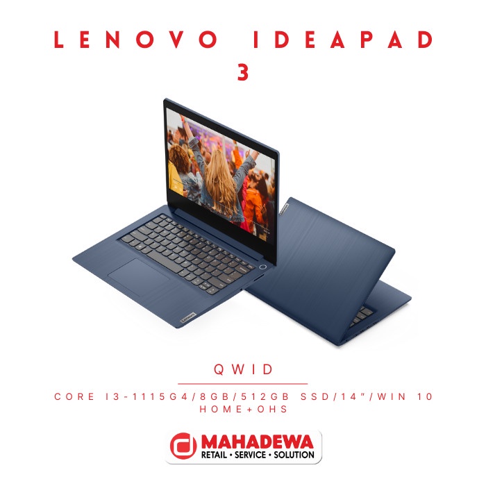 Lenovo Ideapad slim 3[Ci3-1115G4/8GB/512GB SSD/14″/Win 10 Home+OHS] - QWID Blue