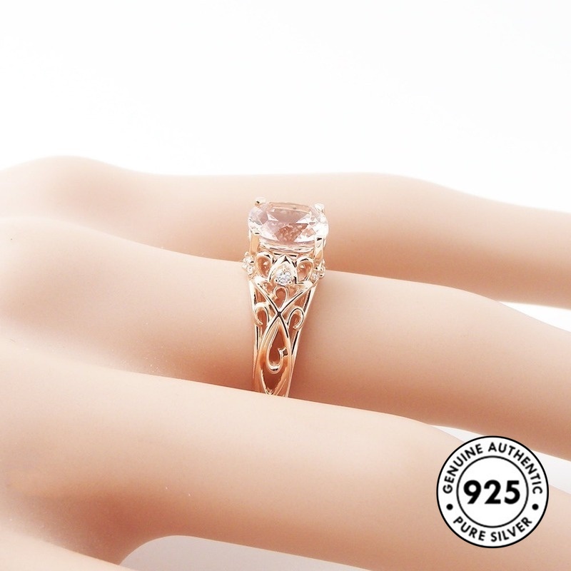 Cincin Sterling Silver 925 Dengan Batu Permata Champagne Untuk Wanita